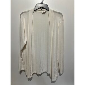 Jostar Womens Cream White Shimmer Open Front Cardigan Slinky Knit‎ Made in USA